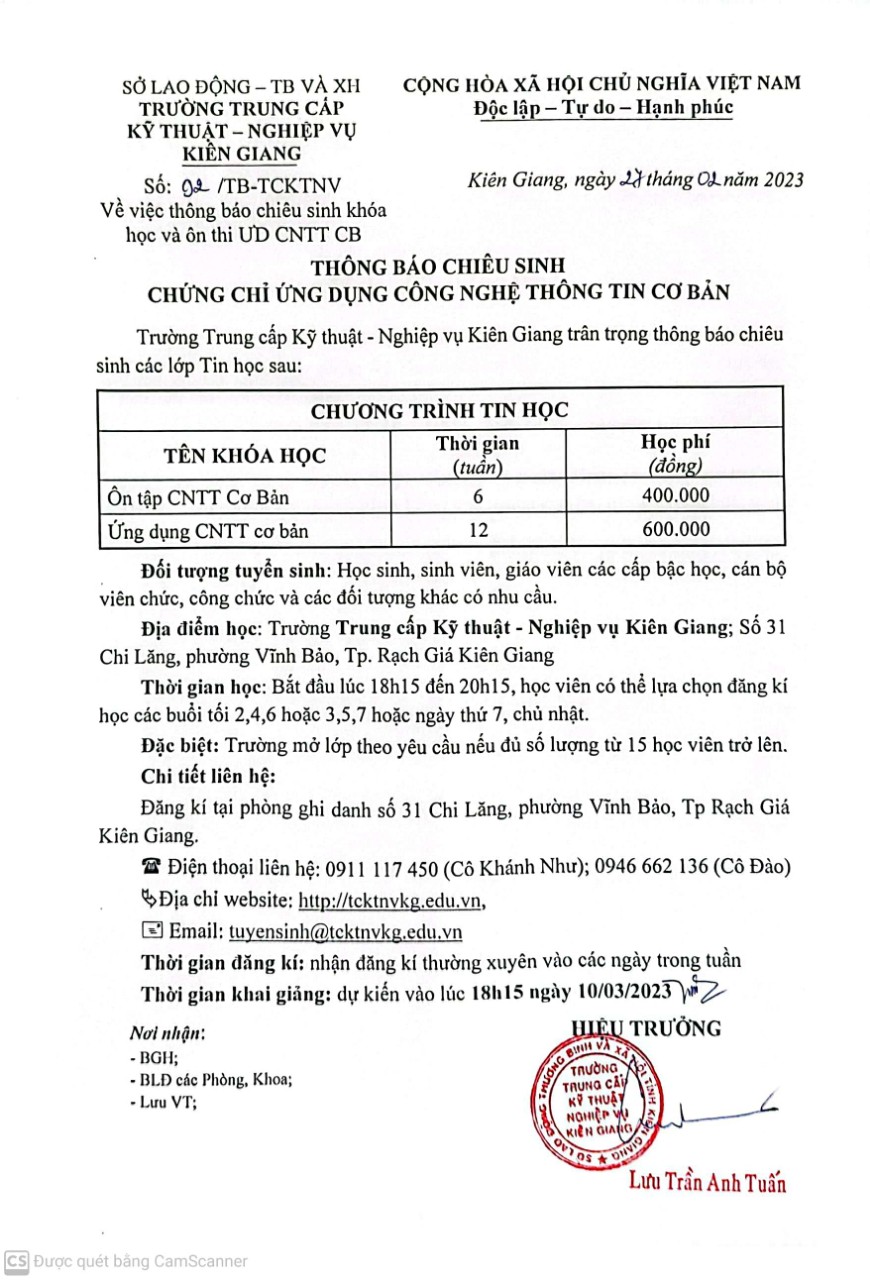 THONG BAO CHIEU SINH CNTT THANG 3 2023